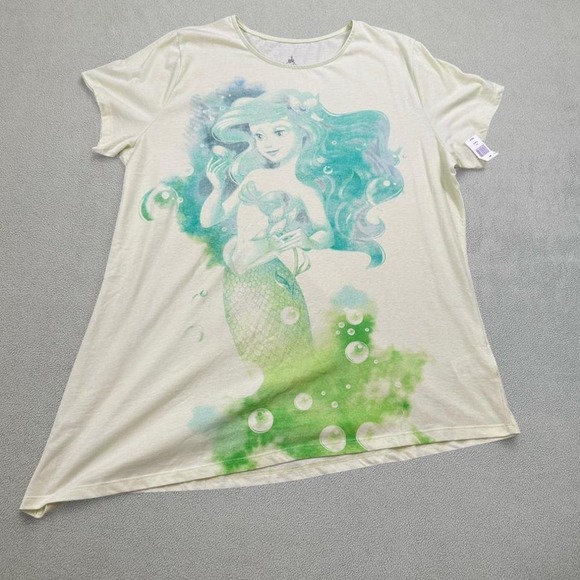 Disney Tops - NWT Disney Little Mermaid Ariel Princess Shirt Womens 2X Green Glitter Parks Tee